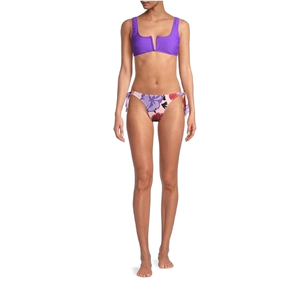 NWT Beautiful NOBO Juniors Pretty Floral Mid Rise Side Tie Bikini Bottoms - Picture 5 of 11